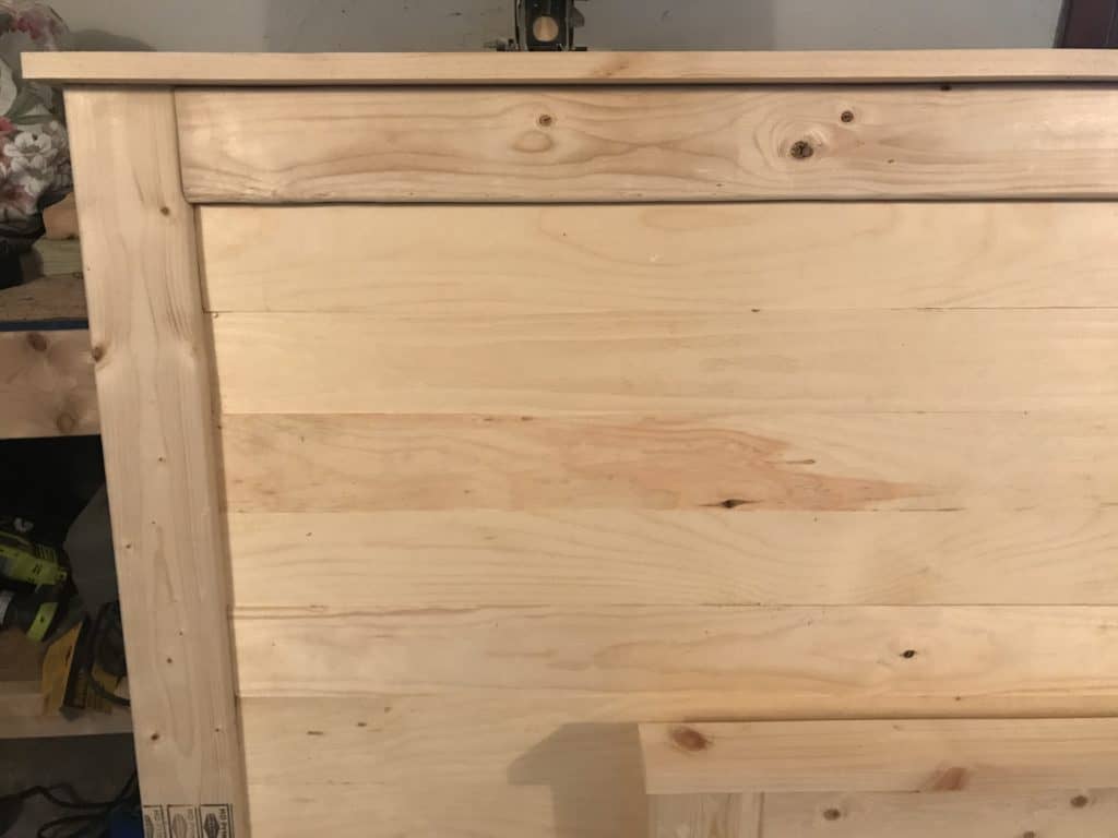 Up close unfinished headboard
