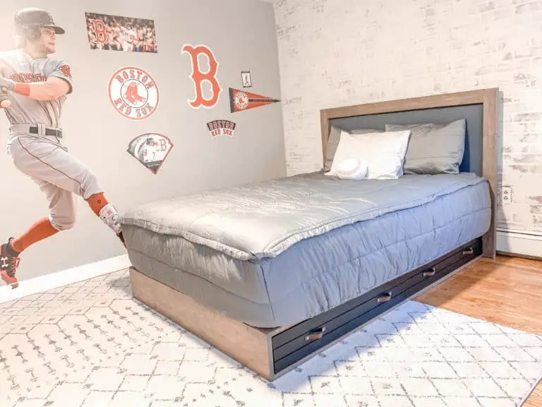 Easy DIY Modern Industrial Platform Storage Bed- Ikea Hack