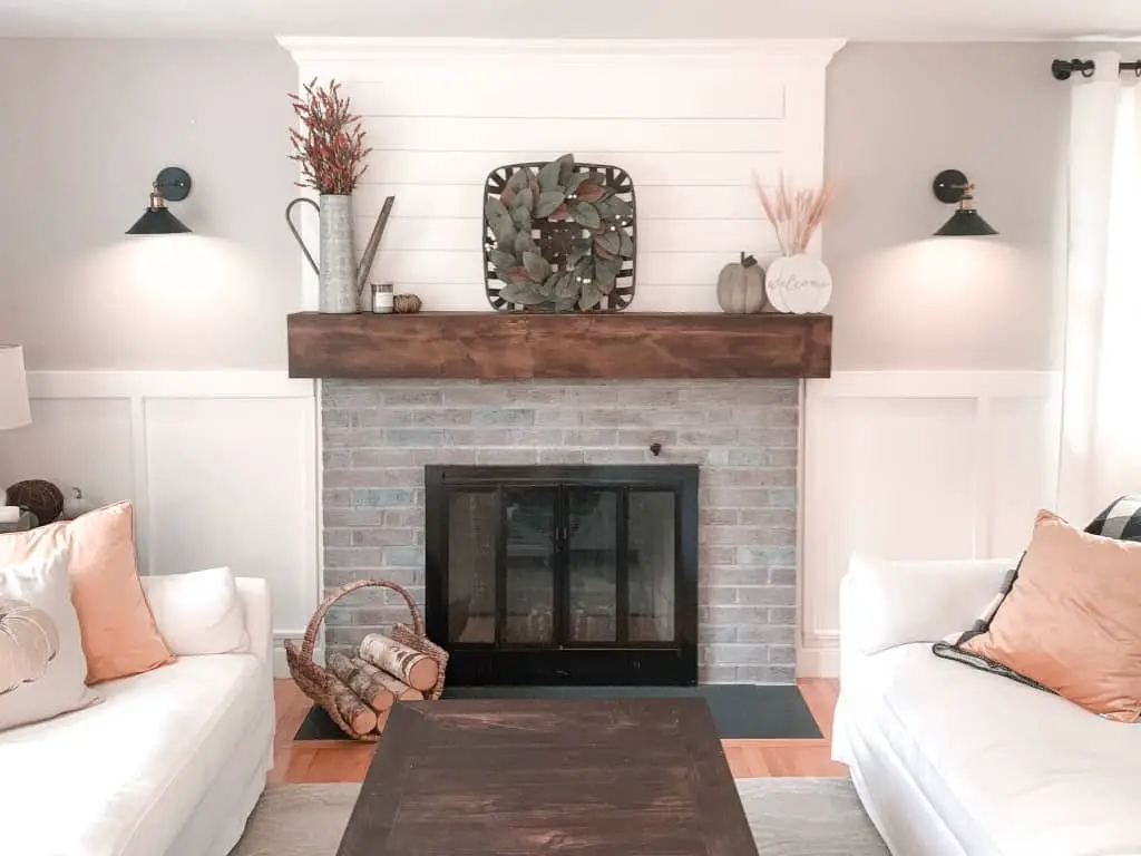 Finished faux beam mantle