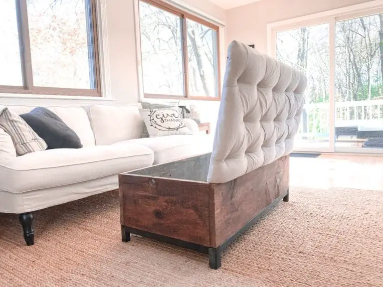 Lift top upholstered storage ottoman coffee table