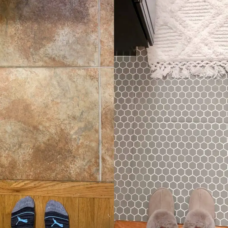 Before and After Painted tile floor