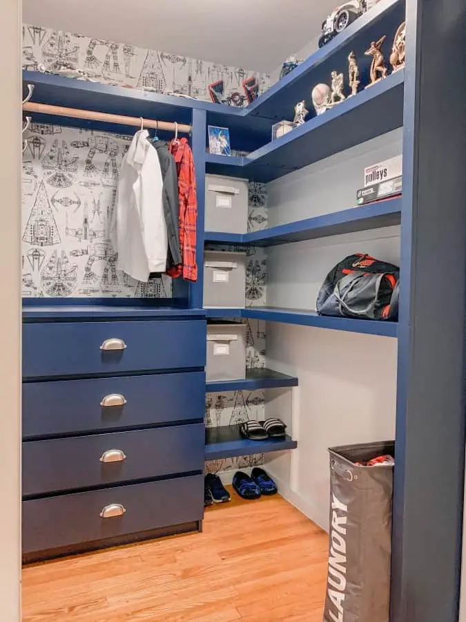 After closet with storage cubes