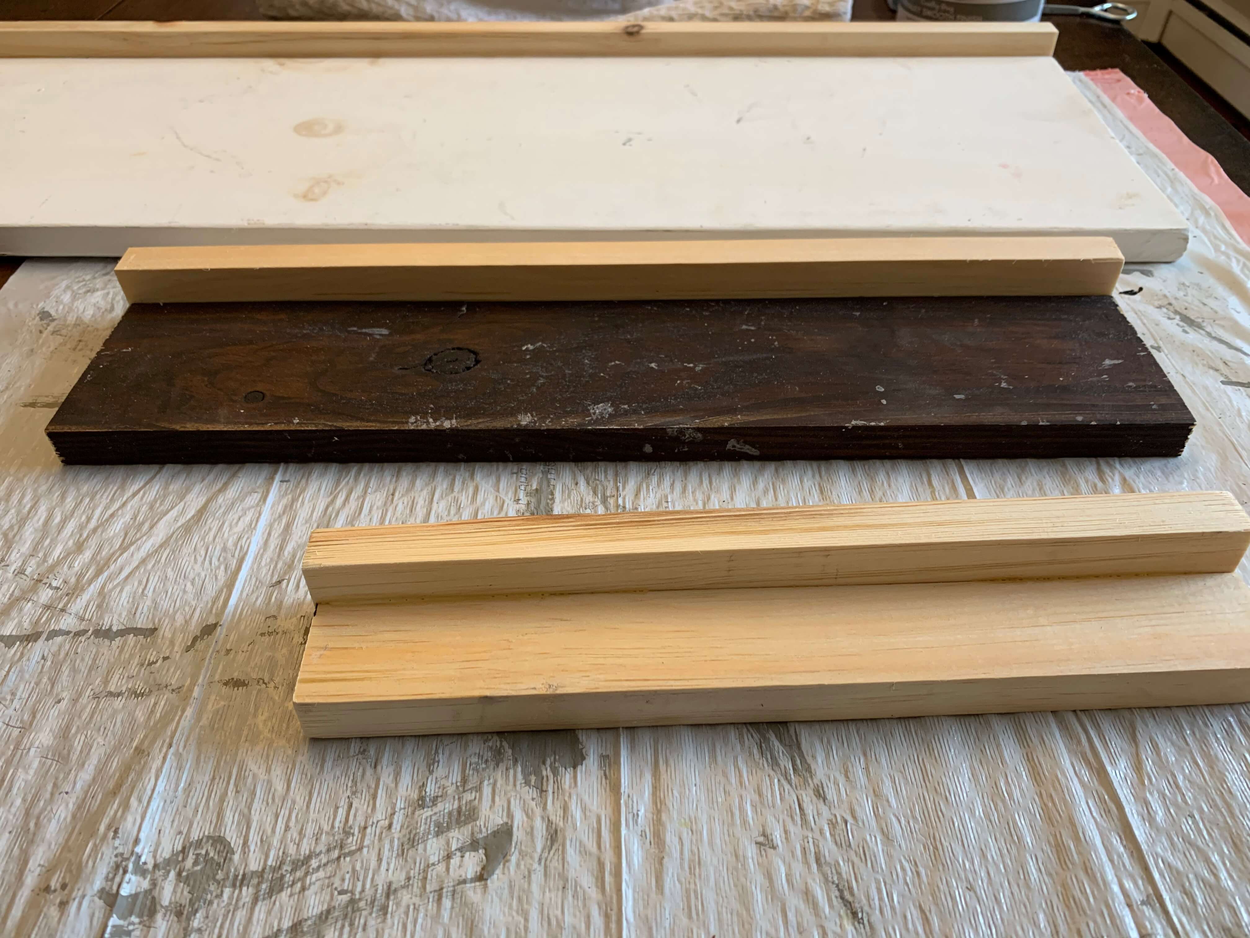 Assembled shelves before painting