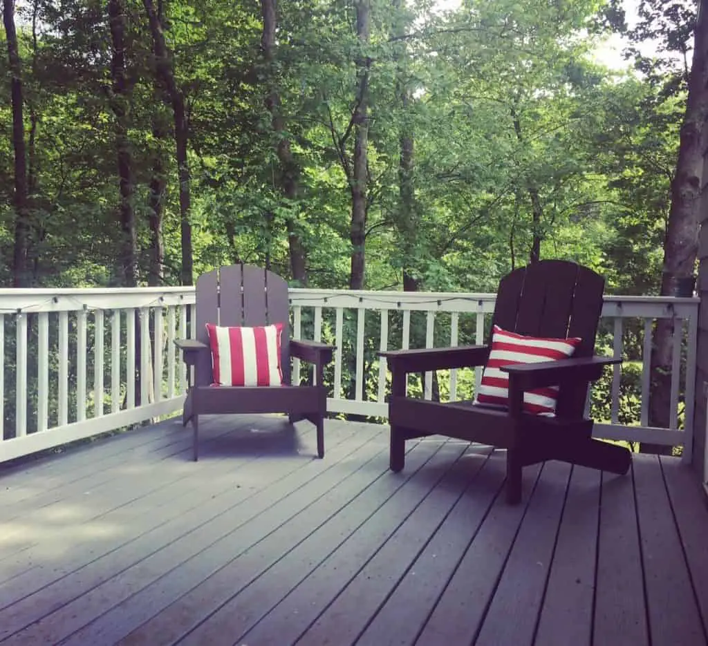 Adirondack chairs on deck