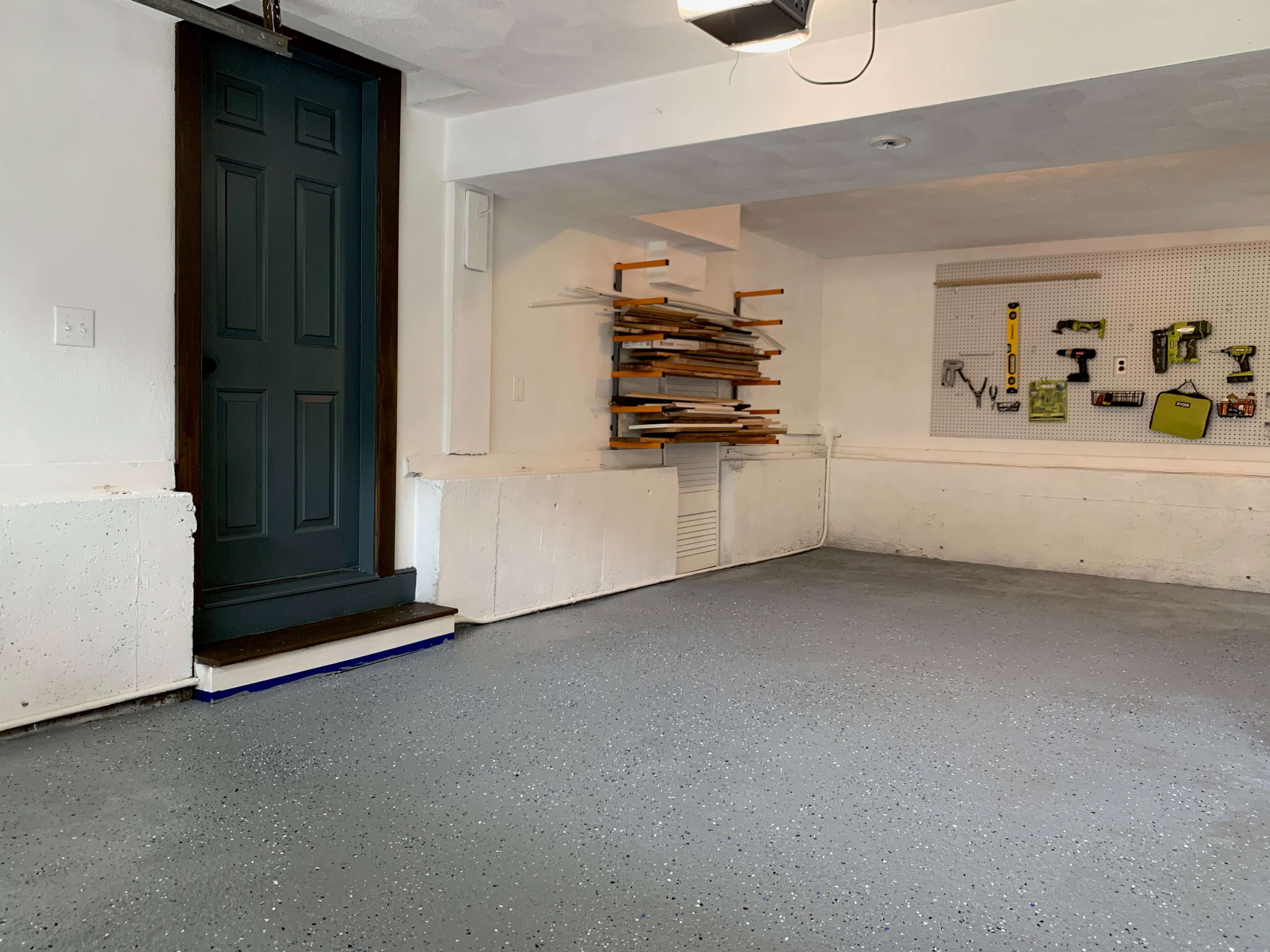 Garage with epoxy floor done