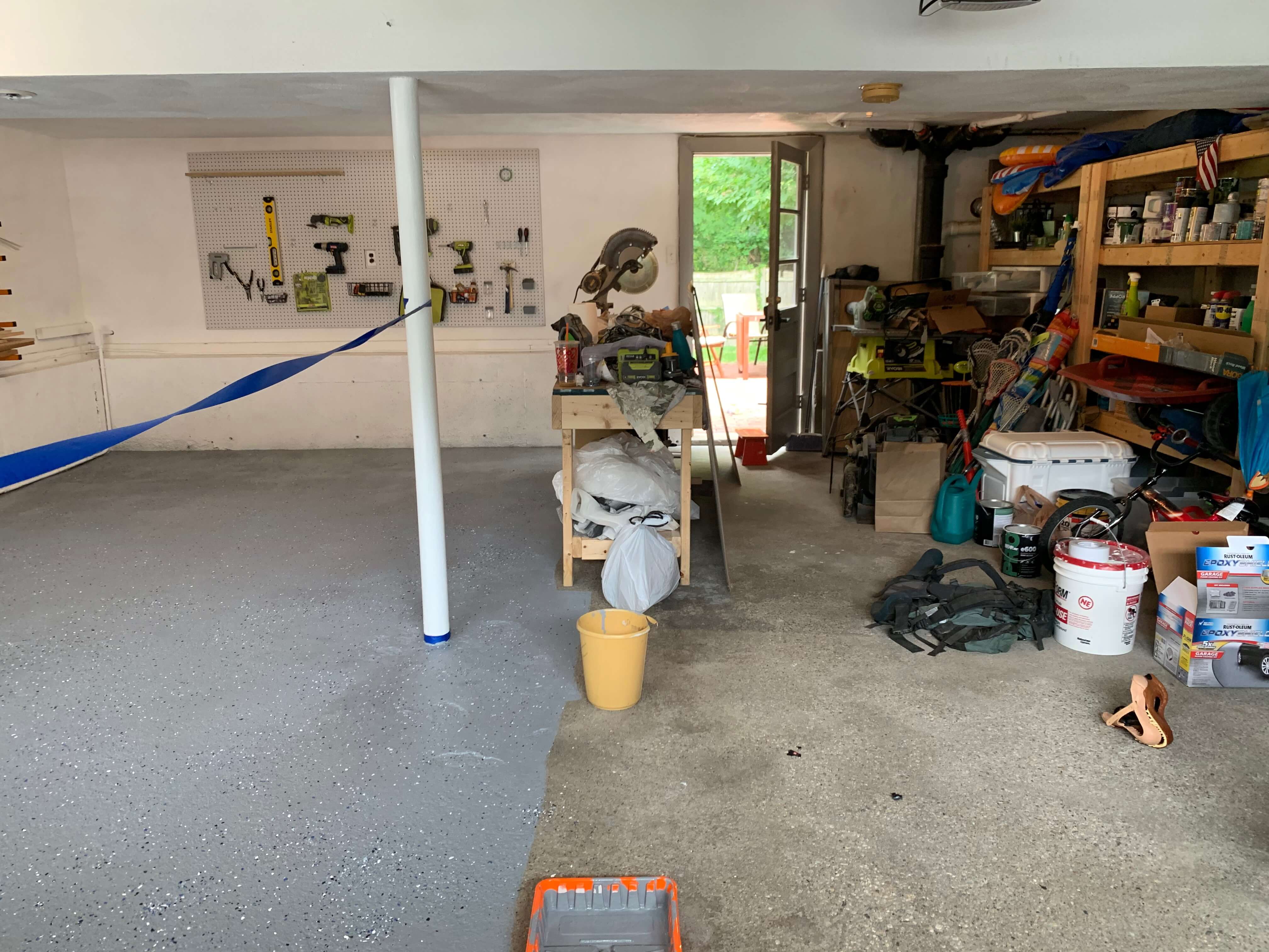 Half garage floor complete