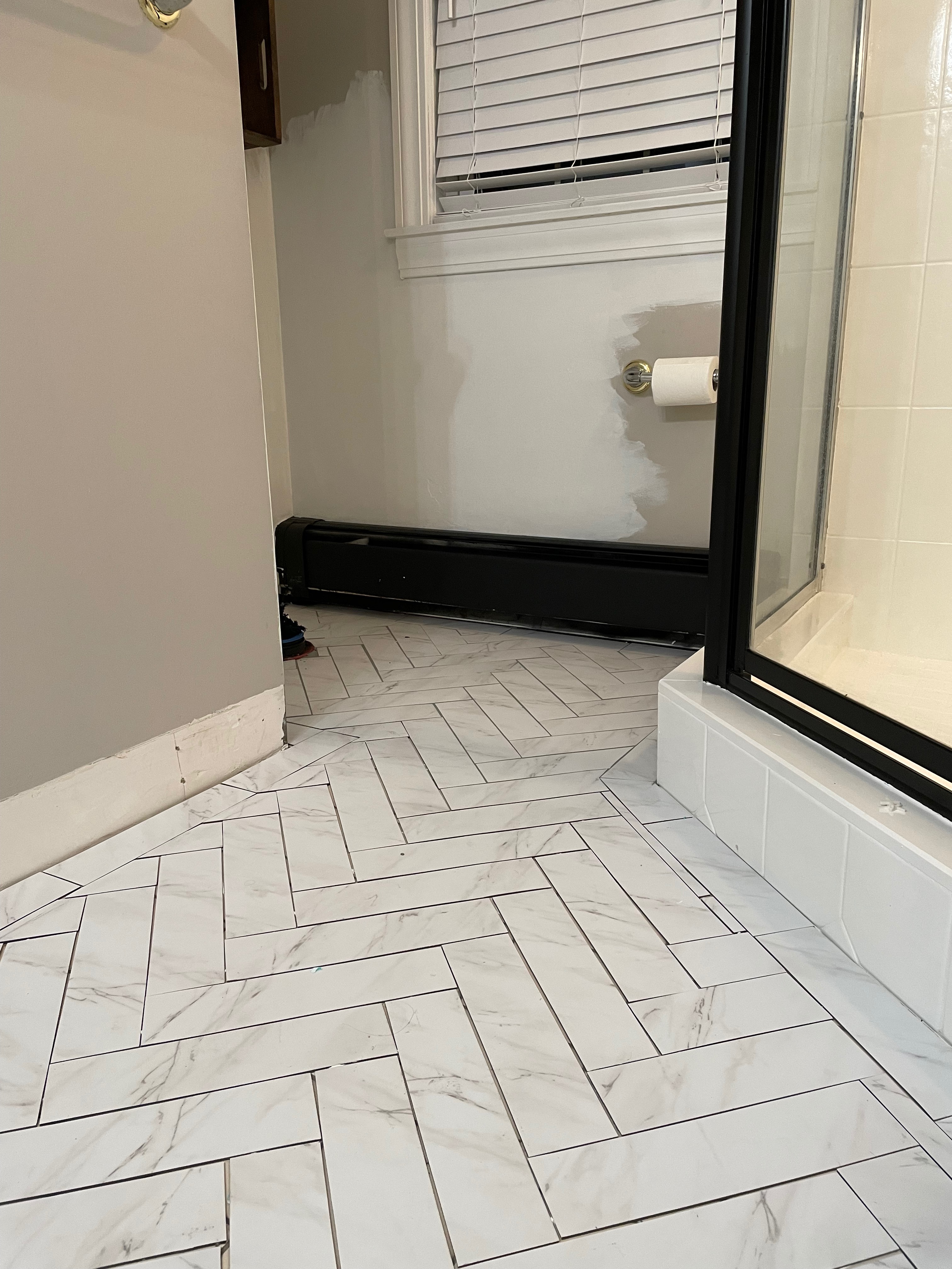 New tile toilet area