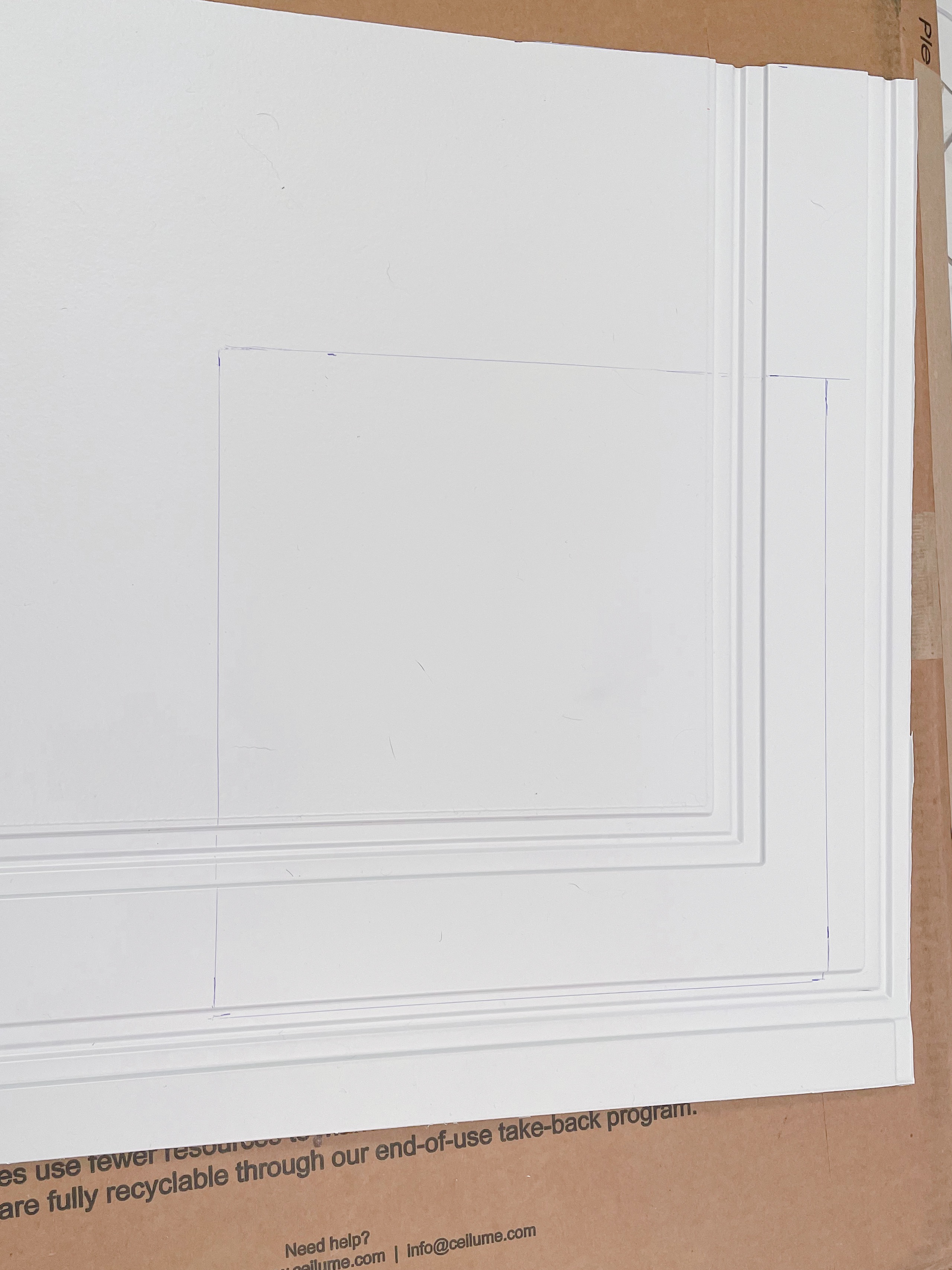 Tile with vent shape drawn on