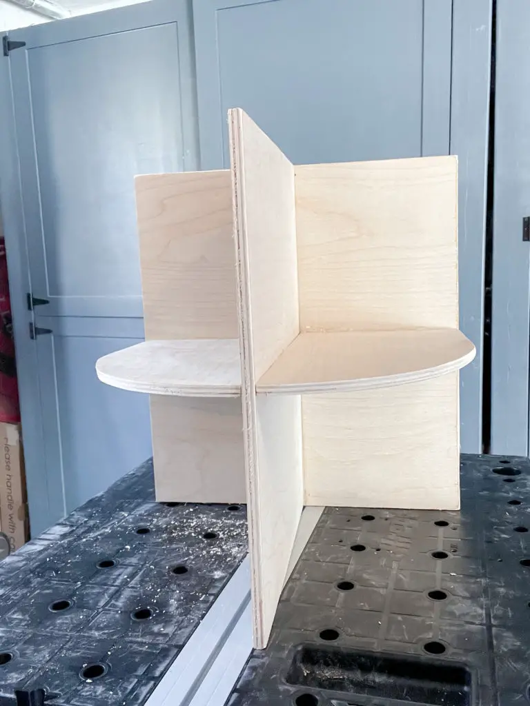 assembled side table base
