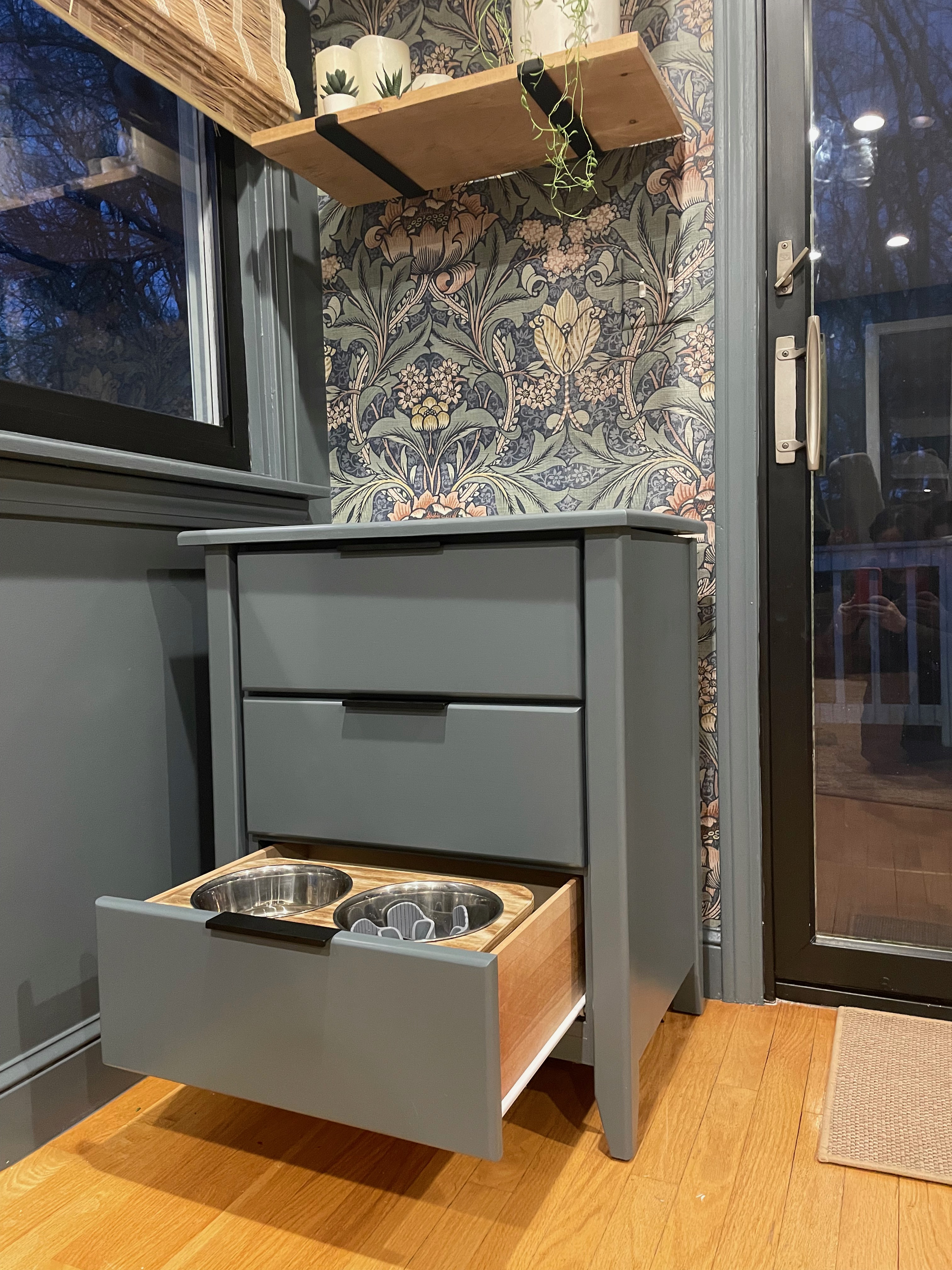 Nightstand after upgrade to pet feeder station