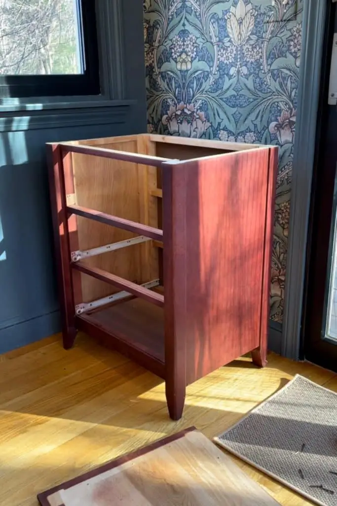 Top and drawers removed